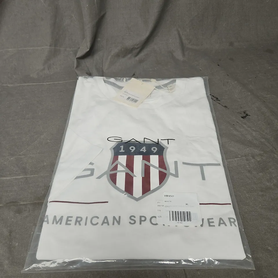 GANT REG ARCHIVE SHIELD SHORT SLEEVE TSHIRT IN WHITE SIZE XL