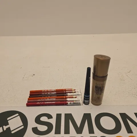 RIMMEL MULTI-TASKER FOUNDATION WITH OH MY PLUM! LIP PENCILS AND BLACK EYELINER