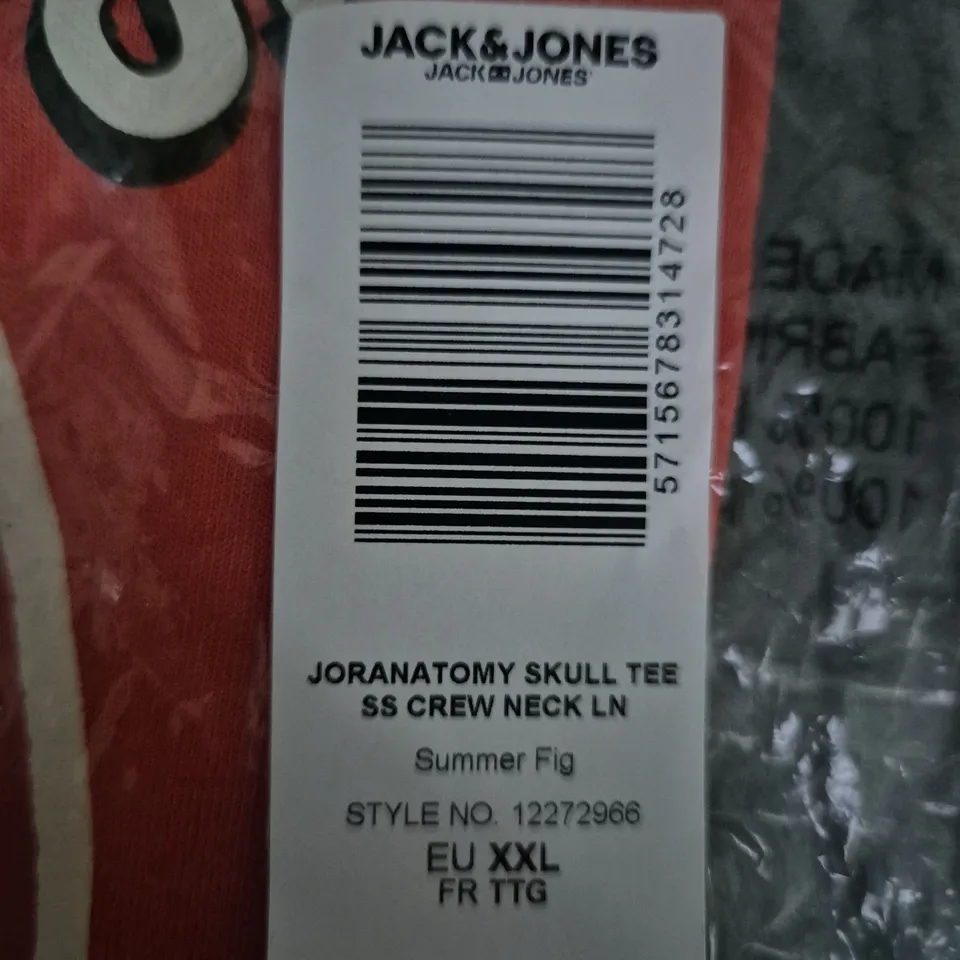 JACK & JONES JORANATOMY SKULL TEE SS CREW NECK – RED, UK XXL (EU XXL)