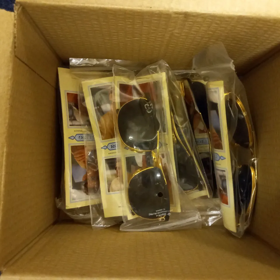BOX OF APPROX 9 PAIRS OF ROLLING 616 SUNGLASSES.