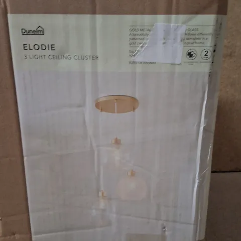 BOXED DUNELM ELODIE 3-LIGHT CEILING CLUSTER FITTING – CLEAR GLASS