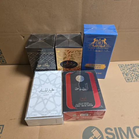 APPROXIMATELY 20 ASSORTED BOXED FRAGRANCES TO INCLUDE AL SAYAAD FOR MEN AU DE PARFUM, NUSUK EAU DE PARFUM, CLASSIC COLLECTION LUXURY INTERLUDE, ETC - COLLECTION ONLY