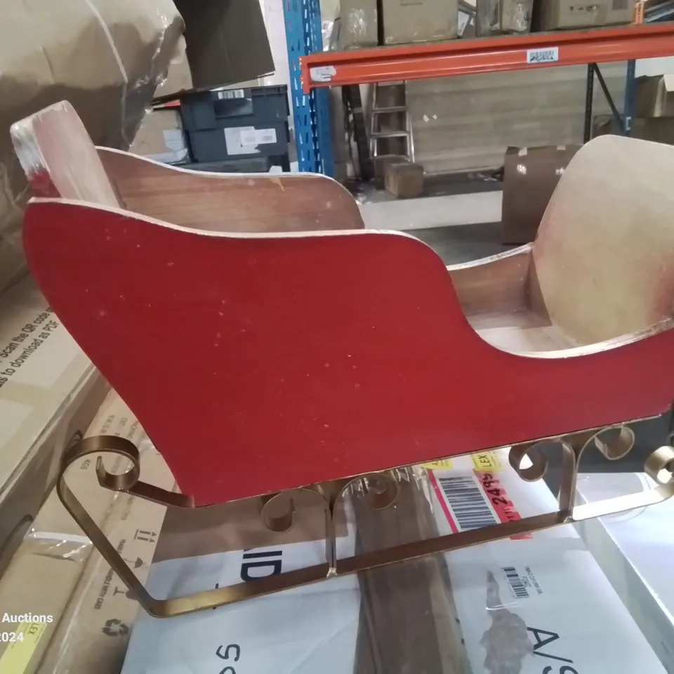 BOXED WOOD SLEIGH CHRISTMAS SANTA SLEIGH 