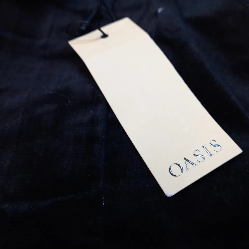 OASIS BLACK VEVET HIGH WAIST MINI SKIRT - SIZE 14