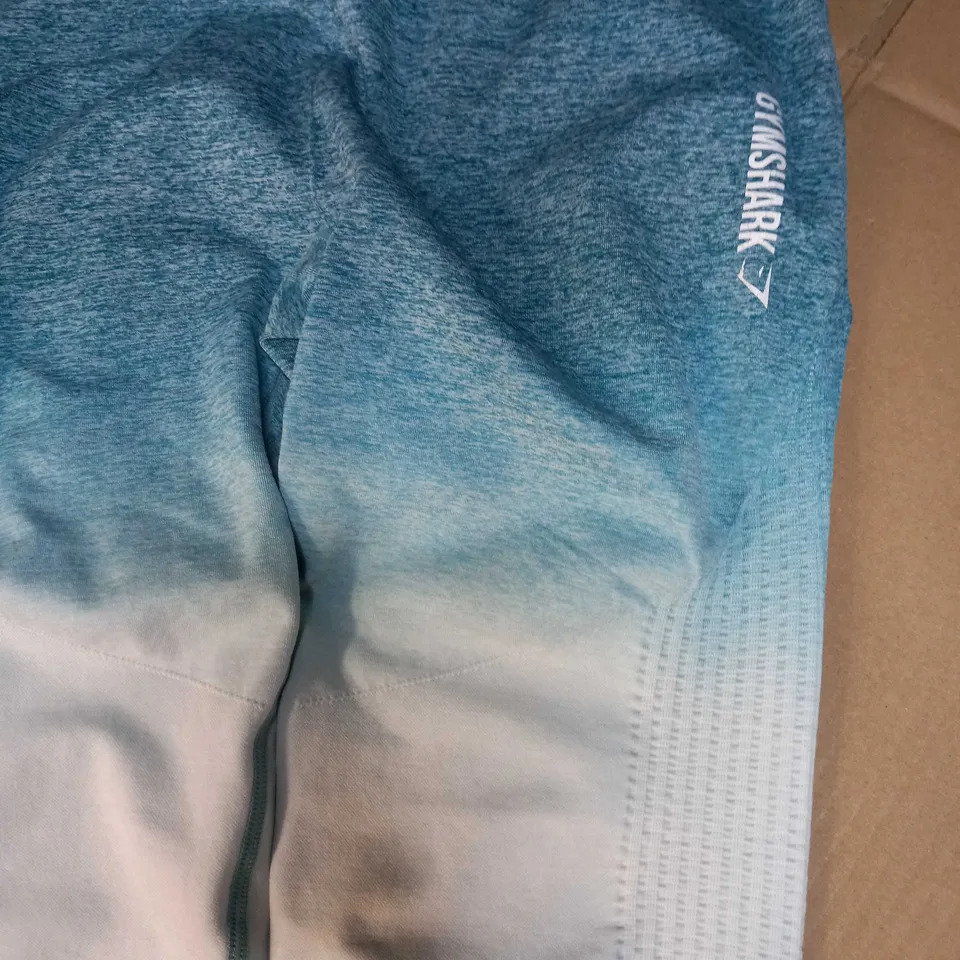 GYMSHARK GREEN/WHITE FITNESS LEGGINGS - MEDIUM