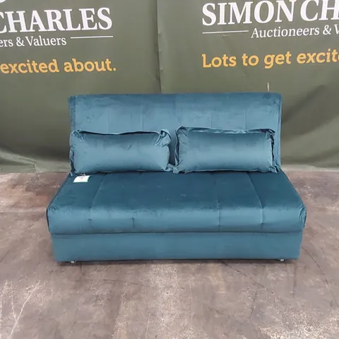 QUALITY DESIGNER THE APPLEY SOFA BED - TURQUOISE VELVET