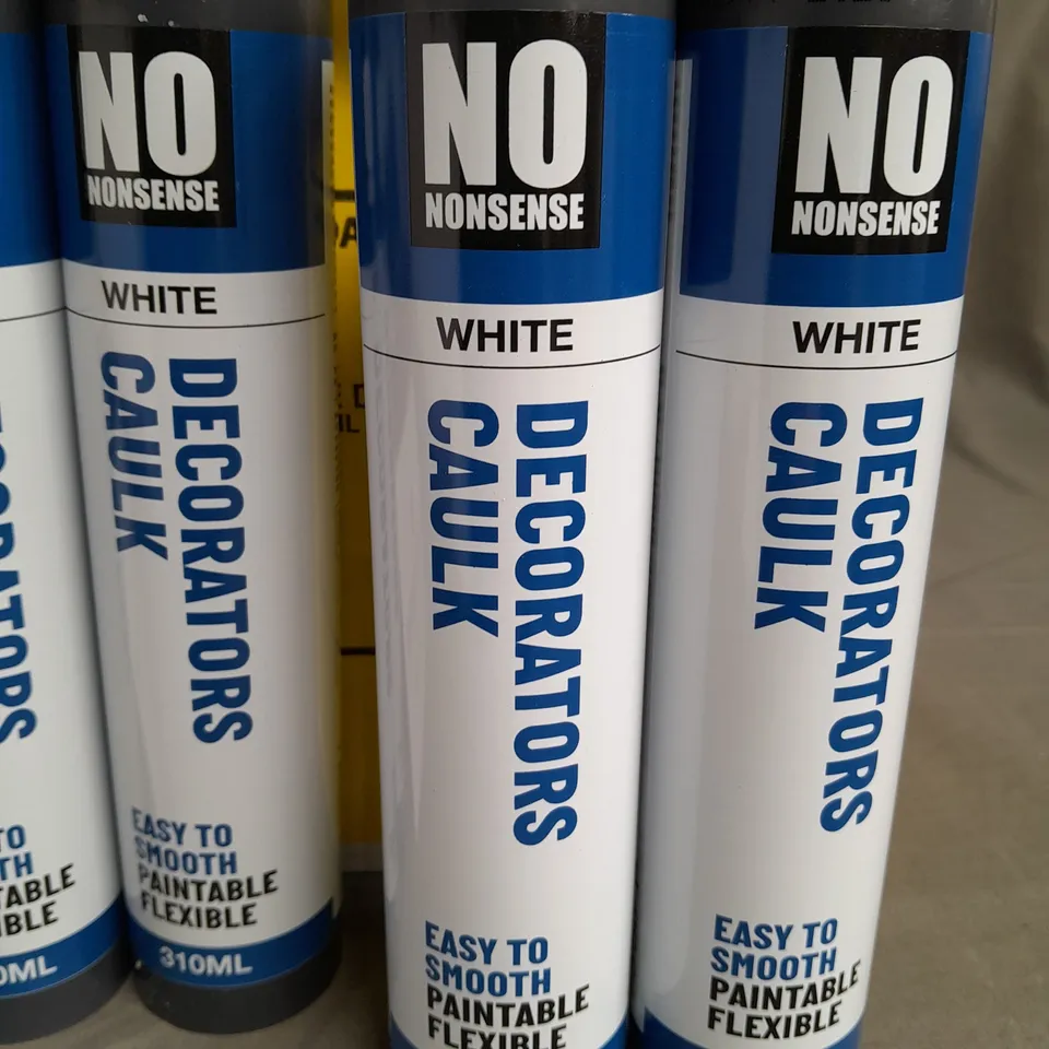 LOT OF 12 TUBES OF NO NONSENSE 310ML WHITE DECORATORS CAULK