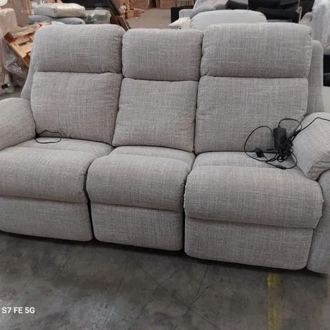 QUALITY BRITISH DESIGNER G PLAN KINGSBURY POWER RECLINING THREE SEATER SOFA BEACH CARAMEL FABRIC