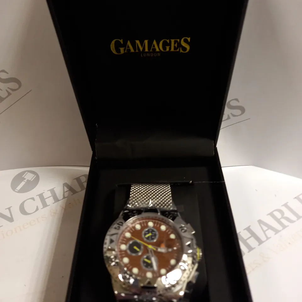 BOXED GAMAGES CAPITAL STEEL BRACELET WATCH 
