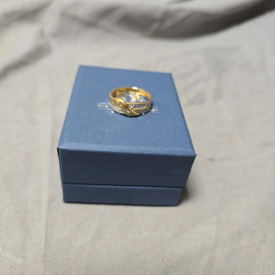 BRADFORD EXCHANGE TWO-TONE GOLD & SILVER RING IN BLUE GIFT BOX - BGE 925 STAMP