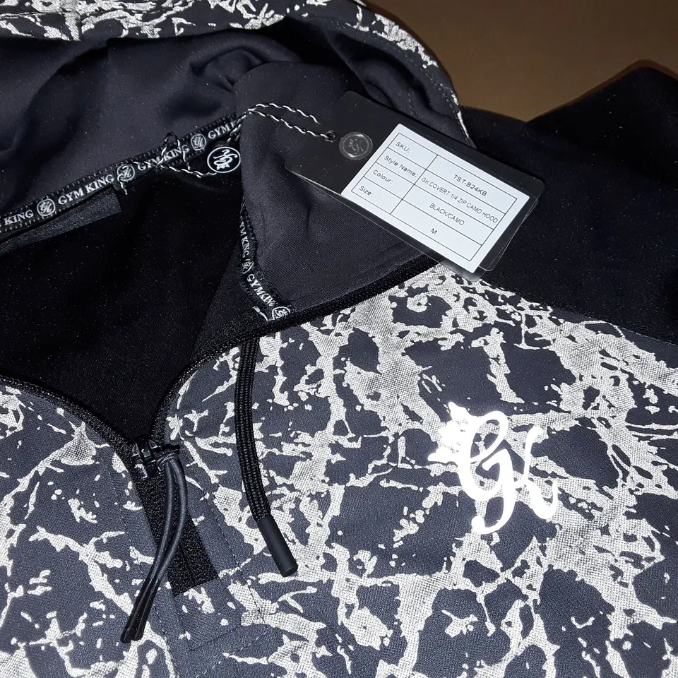 GYM KING COVERT 1/4 ZIP CAMO HOODIE - M