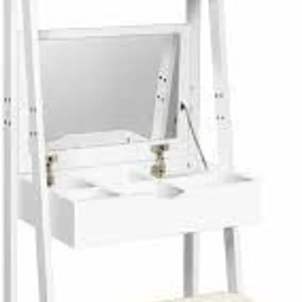 BOXED COSTWAY 2 SHELF LADDER DRESSING TABLE SET WITH FOLD UP MIRROR