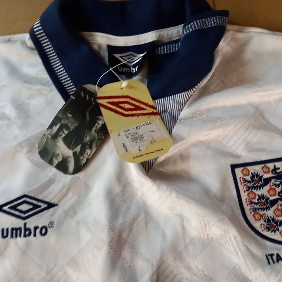 ENGLAND ITALIA 90 FOOTBALL JERSEY IN WHITE - XXL