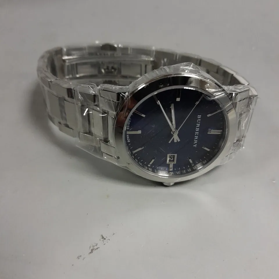 BURBERRY BLUE DIAL DARK GREY ION-PLATED MEN'S WATCH