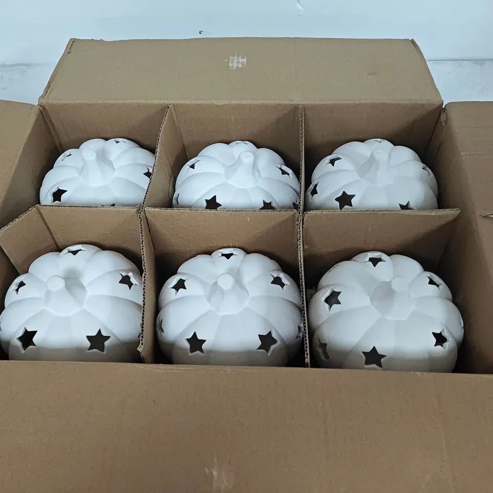SET OF 6 CERAMIC PUMPKIN STARS
