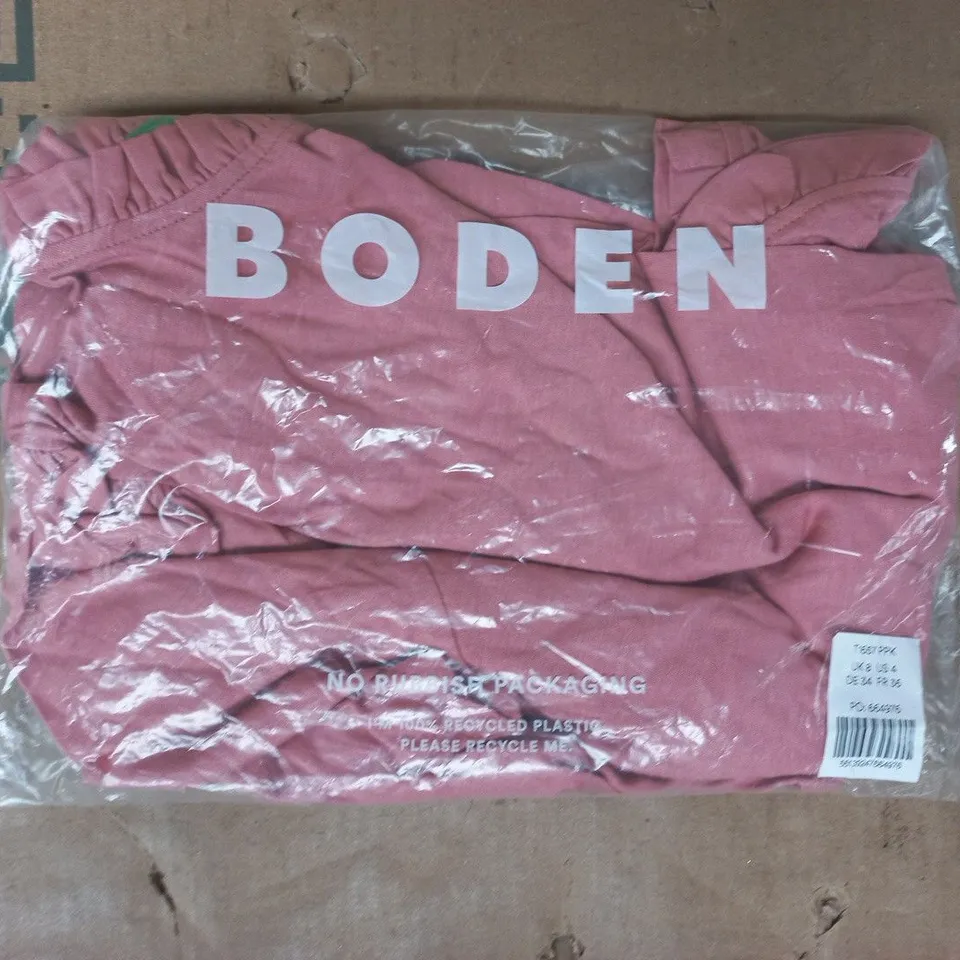 BAGGED BODEN SUPERSOFT FRILL DETAIL TOP IN PINK SIZE UK 8