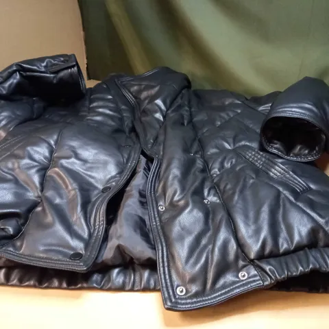 ASOS BLACK PADDED/QUILTED FAUX LEATHER JACKET - SIZE 12