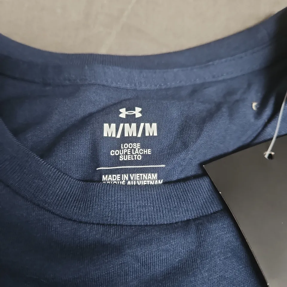 UNDER ARMOUR NAVY T-SHIRT – MEN'S MEDIUM (M) – LOOSE FIT