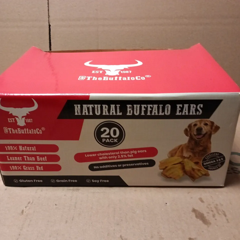 THE BUFFALO CO NATURAL BUFFALO EARS DOG TREATS – 20 PACK (BAG & BOX)