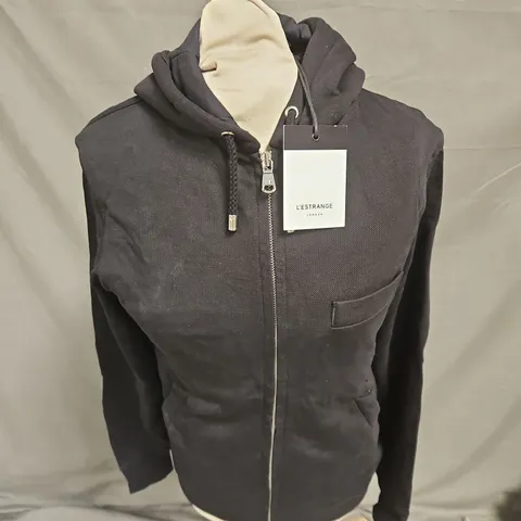 L'ESTRANGE THE HOOD MONOCHROME JACKET IN BLACK SIZE XS