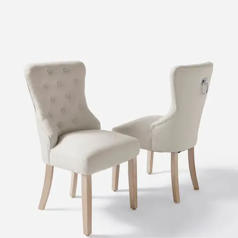 BOXED MABEL BUTTON BACK FABRIC PAIR OF DINING CHAIRS 