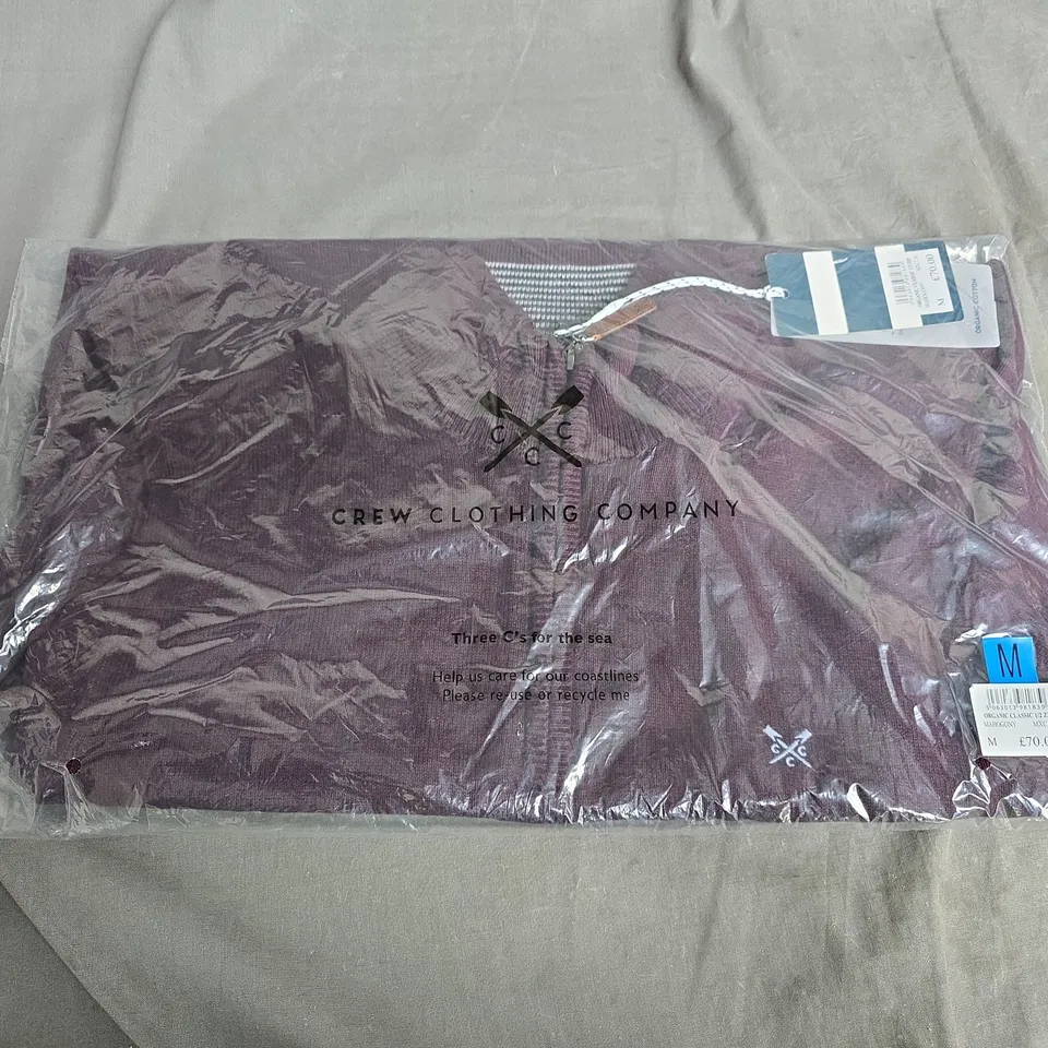 BAGGED CREW CLOTHING COMPANY ORGANIC CLASSIC 1/2 ZIP IN MAHOGONY - MEDIUM