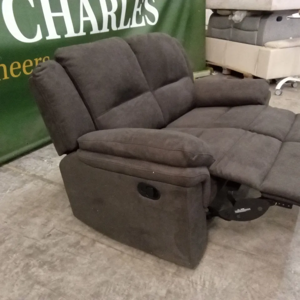 ALBION FABRIC 2 SEATER HIGH BACK MANUAL RECLINER SOFA - CHARCOAL RRP £579