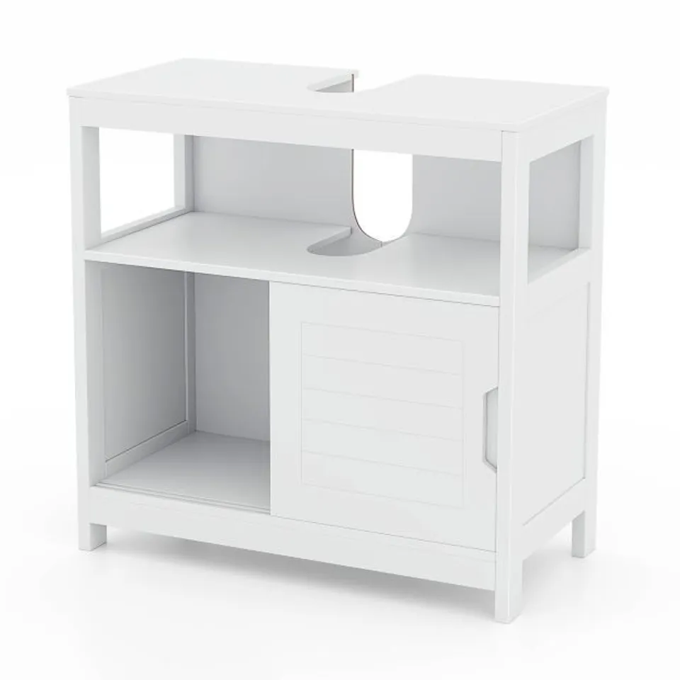 BOXED BATHROOM SINK CUPBOARD UNDER SINK VANITY CABINET WITH SLIDING DOORS-WHITE