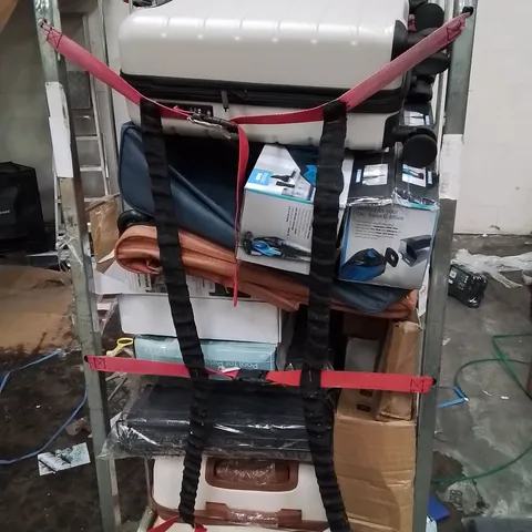 CAGE OF ASSORTED HOUSEHOLD GOODS AND PRODUCTS TO INCLUDE;SUITCASE,VACUUM CLEANER,HEATED THROW,PADDLING POOL FOR PETS