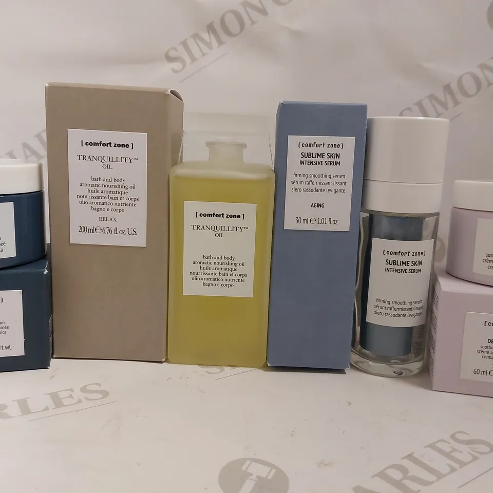 BOX OF COMFORT ZONE ITEMS TO INCLUDE SUBLIME SKIN INTENSIVE SERUM, RENIGHT CREAM AND REMEDY DEFENSE CREAM