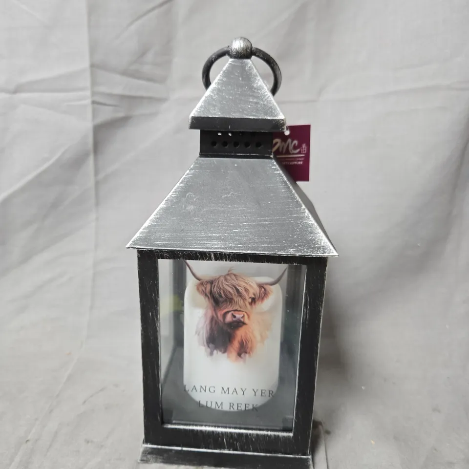 PERSONALISED HIGHLAND COW BLACK LANTERN 