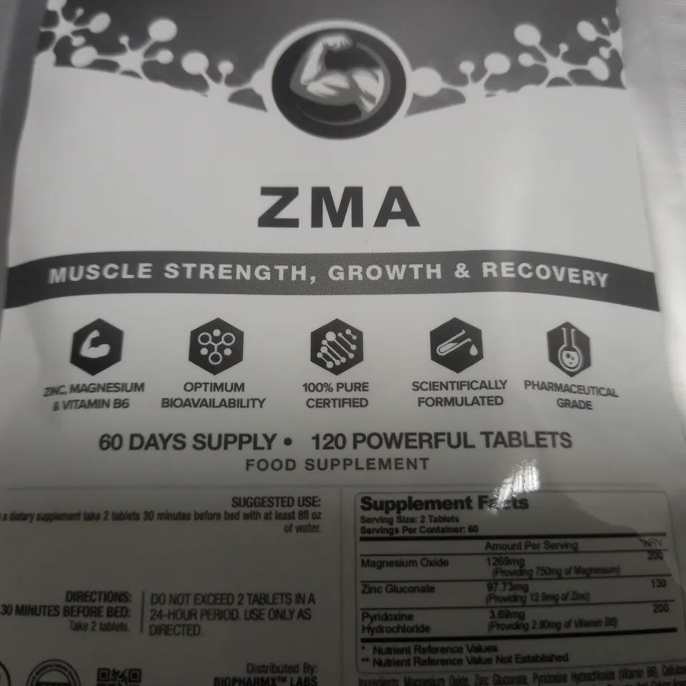 LOT OF 4 BIOPHARM X ZMA 120 TABLET PACKS 