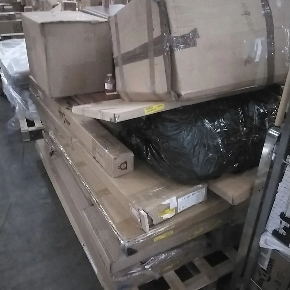 PALLET OF ASSORTED AND INCOMPLETE FURNITURE PIECES ETC