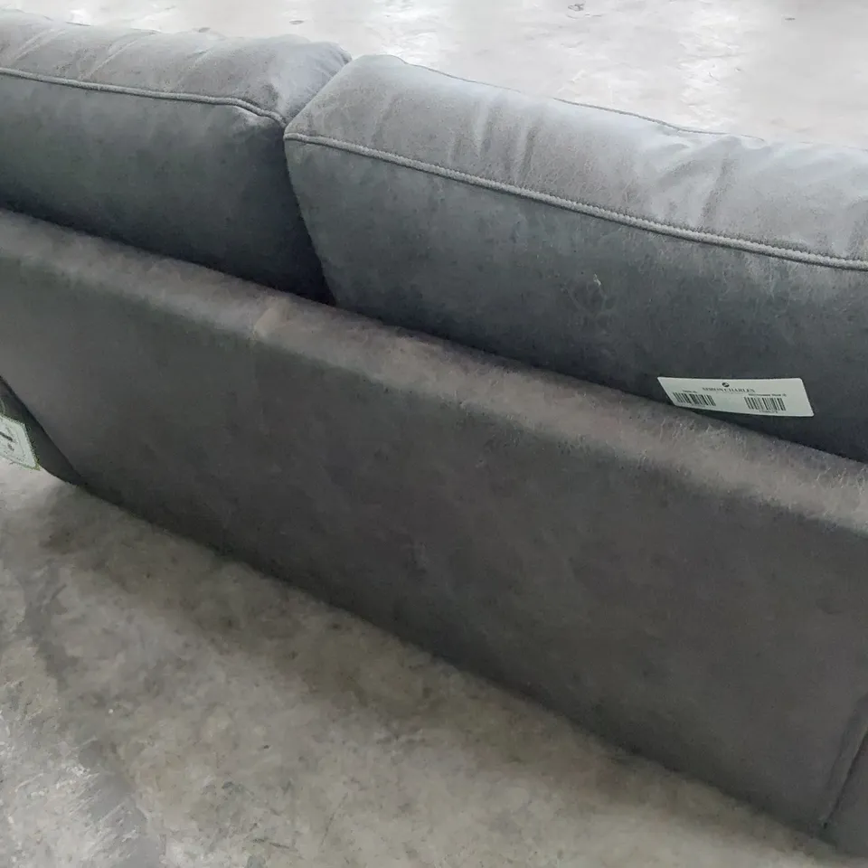 DESIGNER TWO SEATER SOFA GREY FAUX LEATHER 