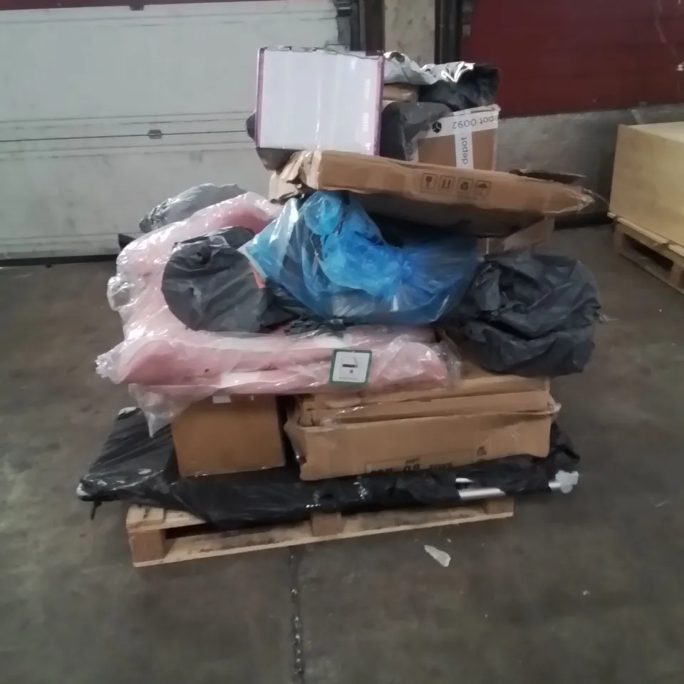 PALLET OF NEO PRODUCTS AND ASSORTED HOUSEHOLD GOODS TO INCLUDE;MIRROR,STOOLS,SUITCASE,STEAM CLEANER 