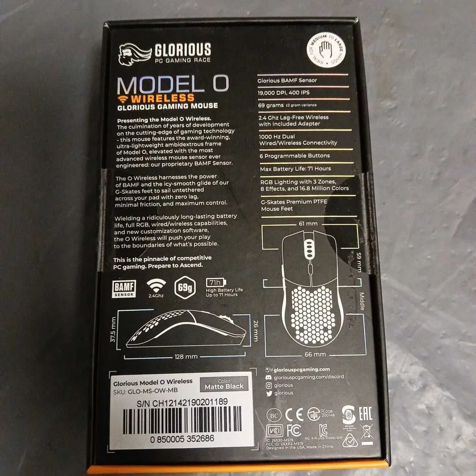 SEALED GLORIOUS MODEL O WIRELESS GAMING MOUSE