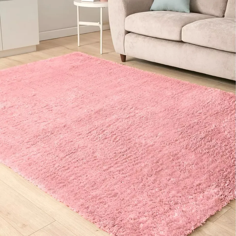 EVERYDAY SNUG PLAIN RUG IN PINK (160x120cm) - COLLECTION ONLY