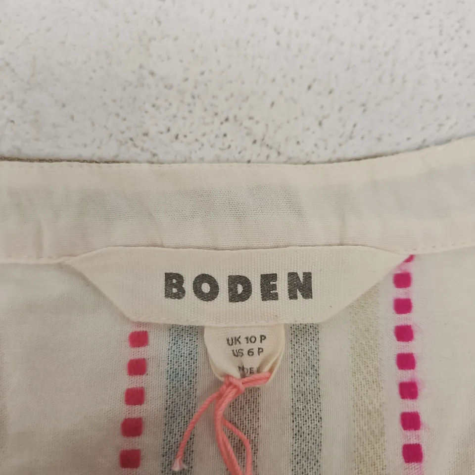 BODEN WOMEN'S STRIPED FLORAL EMBROIDERED DRESS, UK 10P (US 6P)