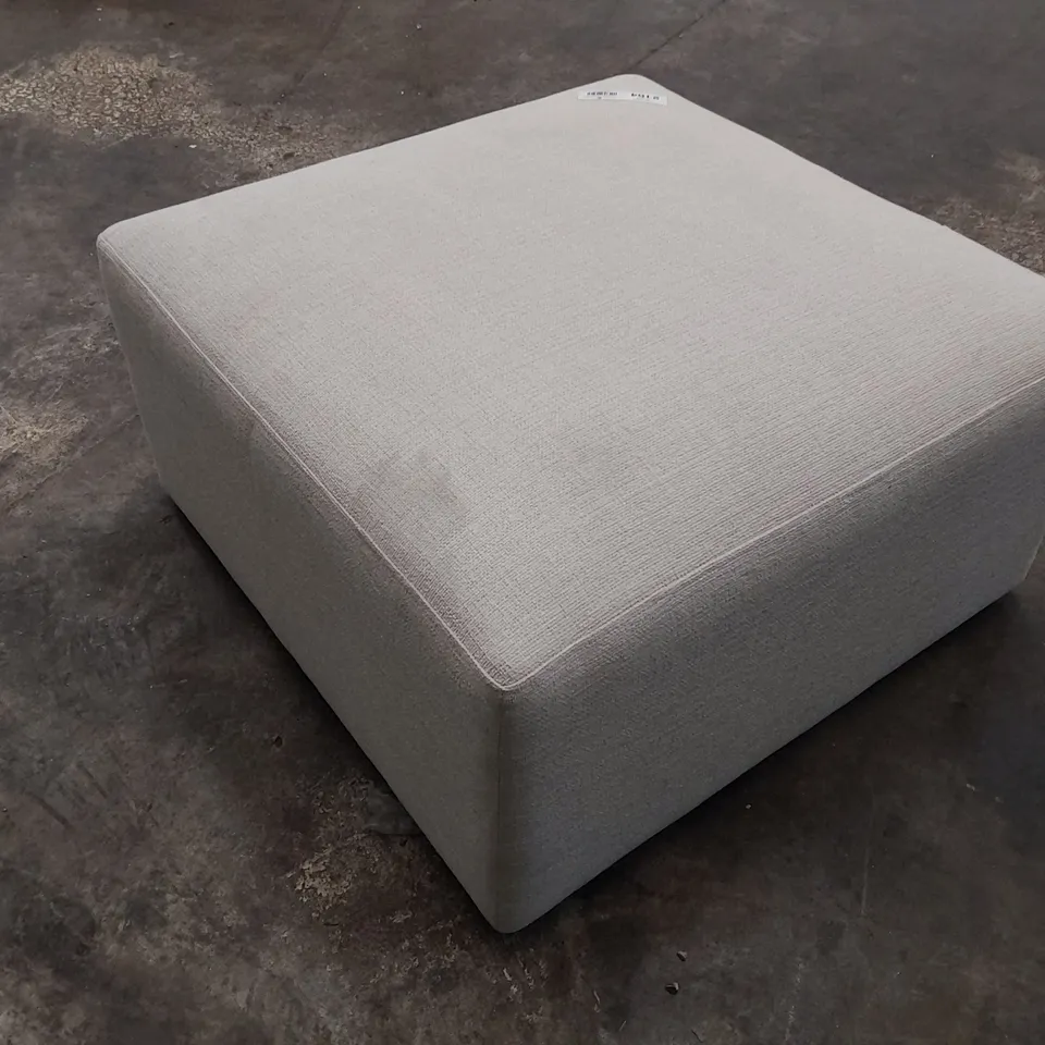 QUALITY BRITISH DESIGNER LOUNGE Co. SQUARE FOOTSTOOL NATURAL FABRIC 