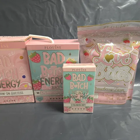 LOT OF 4 SEALED PLOUISE BEAUTY ITEMS TO INCLUDE BODY FOAM AND BLUSH PALM