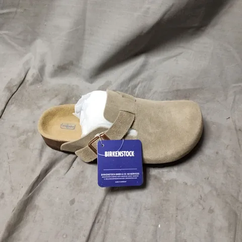 BIRKENSTOCK SOFT FOOTBED SUEDE SANDALS - TAUPE SIZE 36