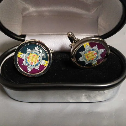 PAIR OF ROYAL DRAGOON GUARDS CUFFLINKS IN CHROME CASE