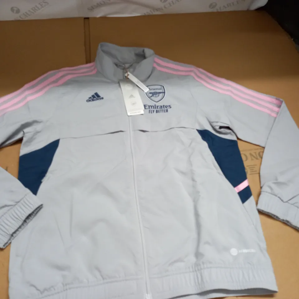 ADIDAS ARSENAL GREY ZIP THROUGH JACKET - 11/12 YRS