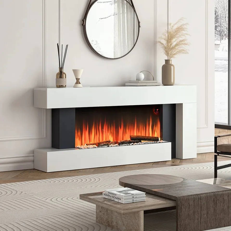 BOXED KLINGBEIL 132CM W FREESTANDING ELECTRIC FIREPLACE MANTEL 