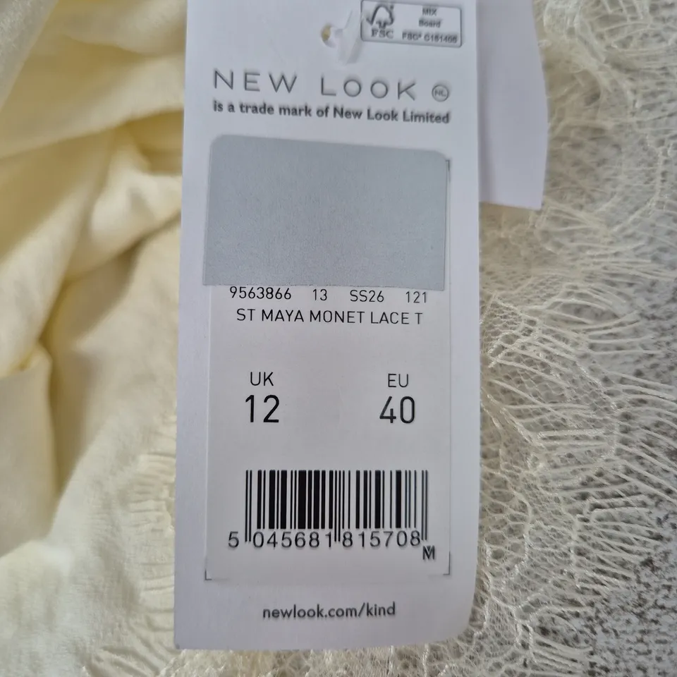 NEW LOOK ST MAYA MONET LACE T LACE TOP – UK 12 (EU 40)
