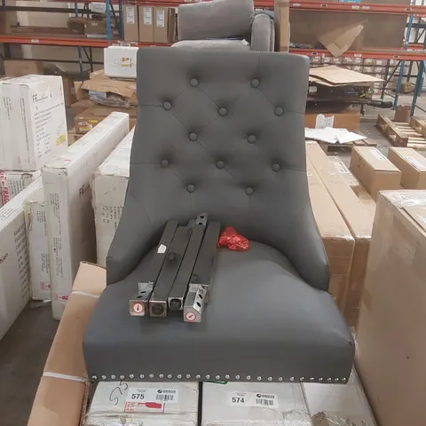 DESIGNER GREY FAUX LEATHER DINING CHAIR 