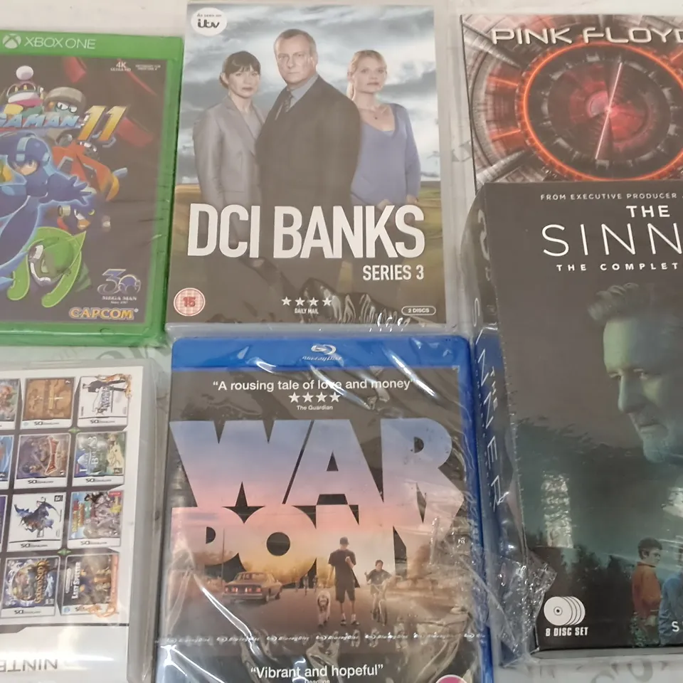 LOT OF 30 ASSORTED MEDIA ITEMS TO INCLUDE THE SINNER BOXSETS, MEGAMAN 11 GAME AND PINK FLOYD CD