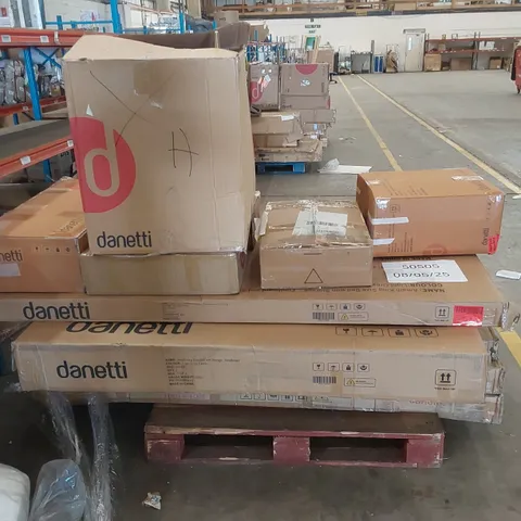 PALLET OF ASSORTED INCOMPLETE DESIGNER DANETTI FURNITURE PARTS AND PIECES 