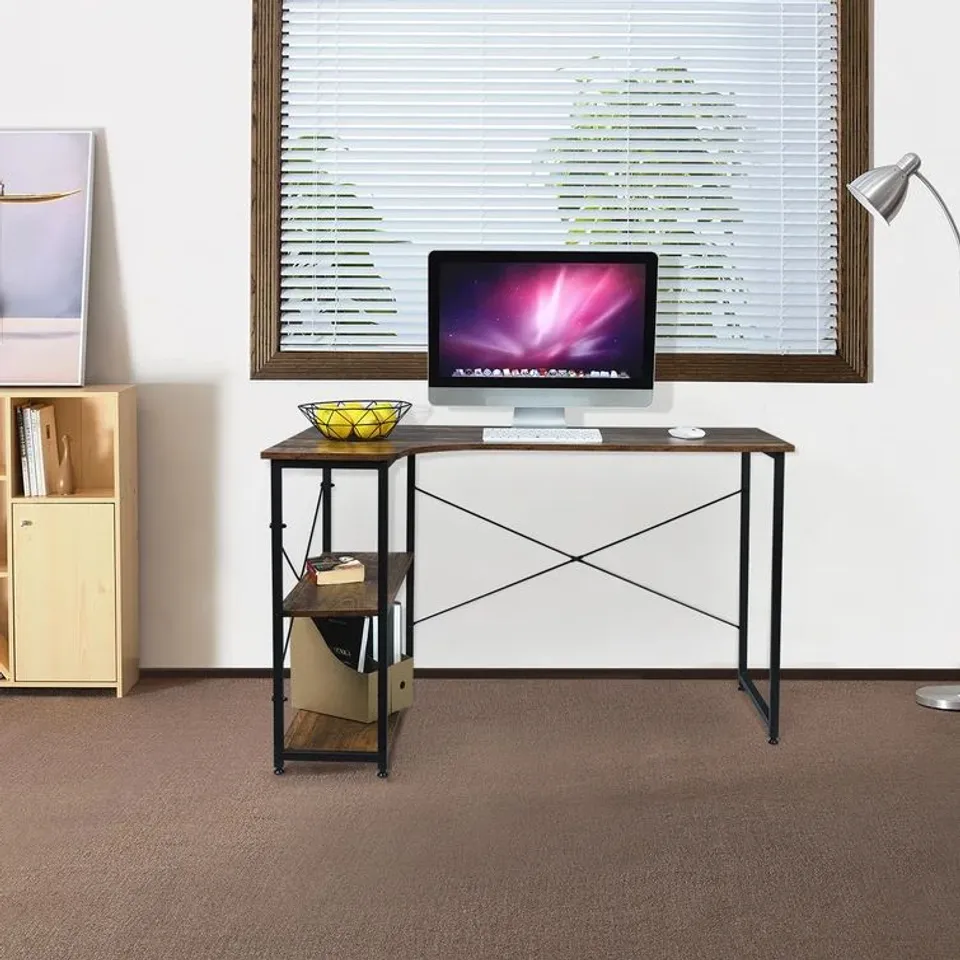 BOXED 120CM W L-SHAPED WRITING DESK - WOODLOOK/RETRO STYLE (1 BOX)
