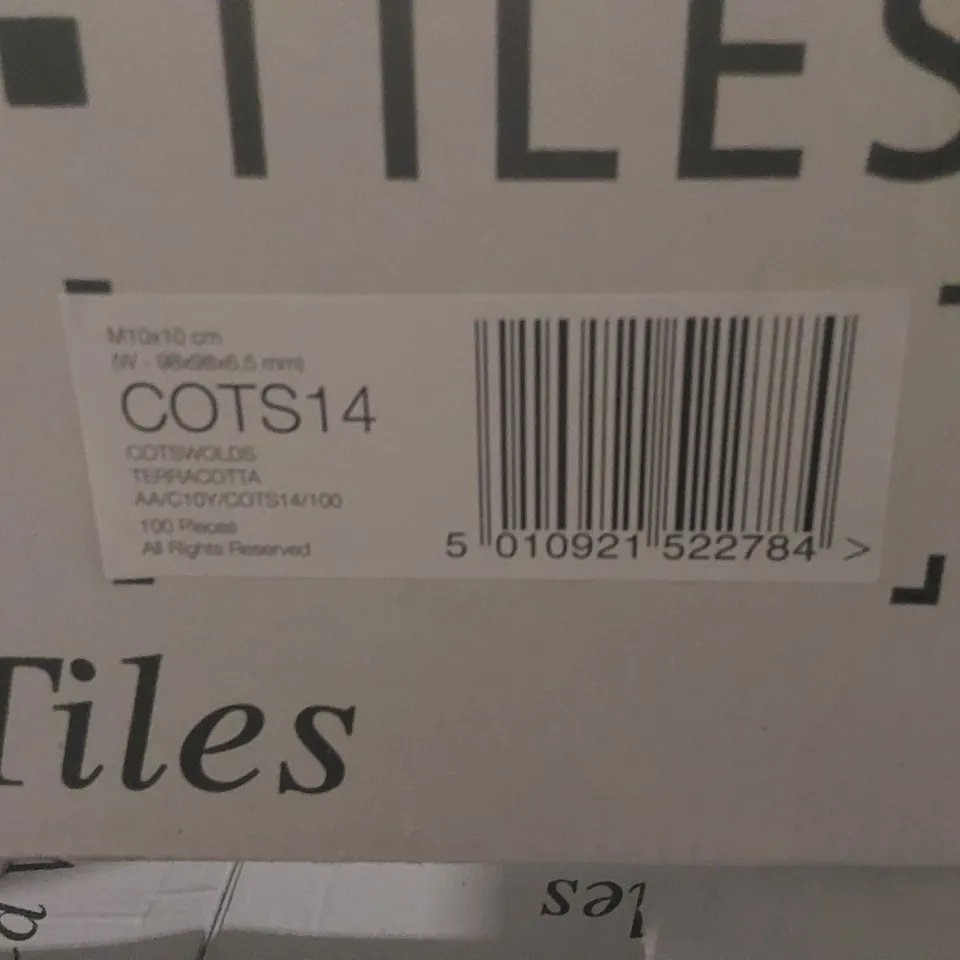 PALLET TO CONTAIN APPROX 72 X CARTONS OF JOHNSON COTSWOLDS TERRACOTA GLAZED WALL TILES - 100 TILES PER CARTON // SIZE: 100 X 100 X 6.5mm